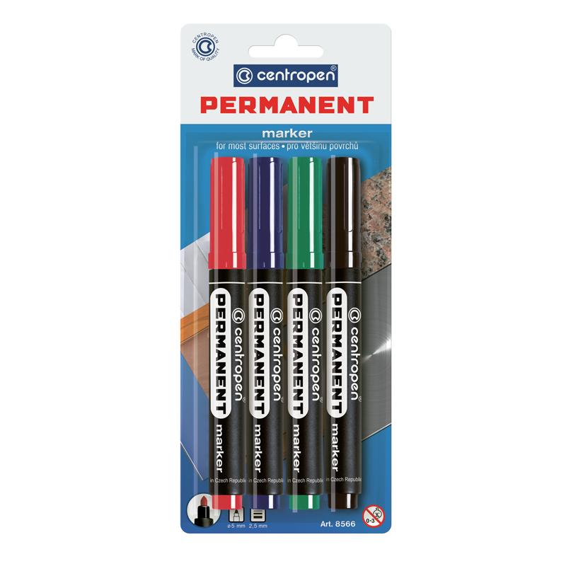 Маркер CENTROPEN Permanent 8566/4/BL, набір 4 шт. (блістер)